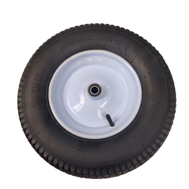 Order a A genuine replacement wheel for the Titan Pro folding metal tipping trailer.