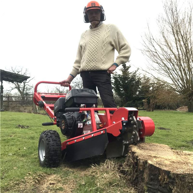 Order a The latest in the Titan Pro range of machinery our powerful 15HP petrol stump grinder is now available. Perfect for finishing off your tree removal jobs this grinder works to help you remove the upper section of the tree root ball taking it below ground level in order to be able to level out your ground.